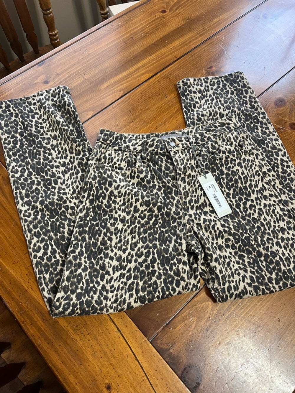 JUSTUSA Leopard Print Barrel Jeans – Girls Size 18 – NWT